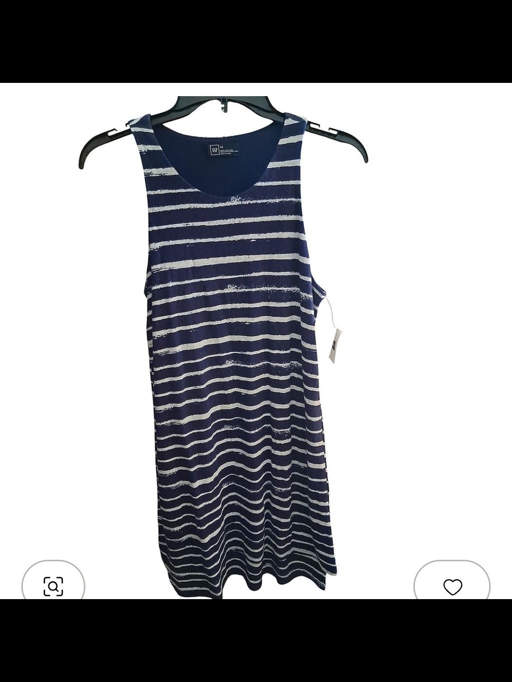 Women's Navy Striped Sleeveless Midi Dress
